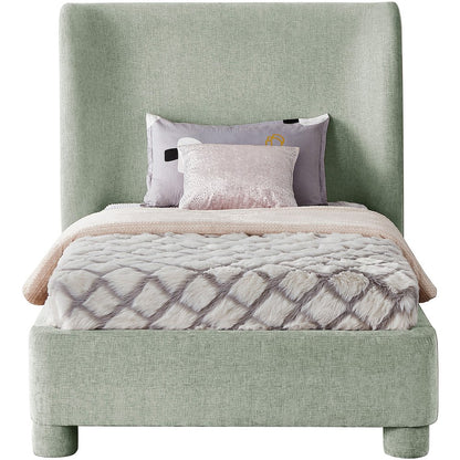 Penny Mint Green Chenille Fabric Twin Bed