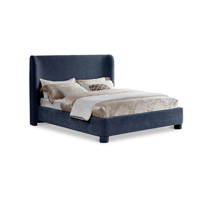 Penny Navy Chenille Fabric King Bed