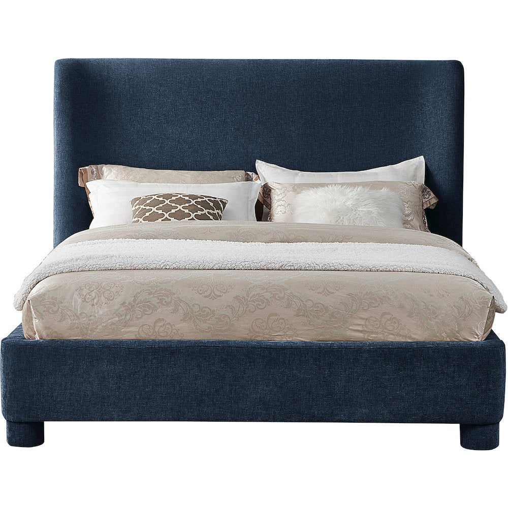 Penny Navy Chenille Fabric King Bed