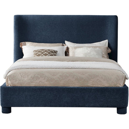 Penny Navy Chenille Fabric King Bed