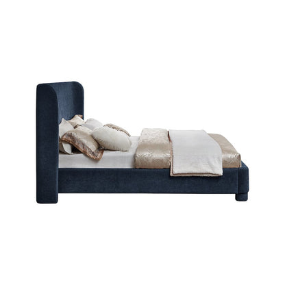 Penny Navy Chenille Fabric King Bed