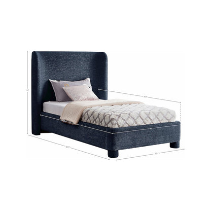 Penny Navy Chenille Fabric Twin Bed