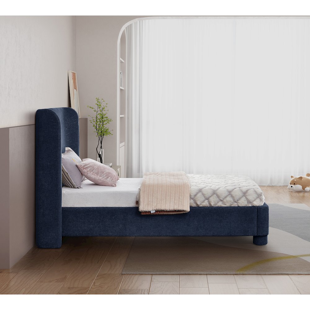 Penny Navy Chenille Fabric Twin Bed