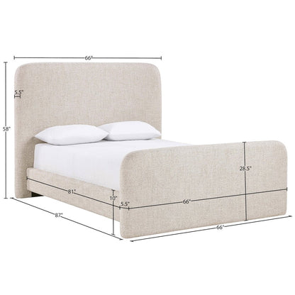 Fira Beige Linen Textured Fabric Upholstered Full Bed