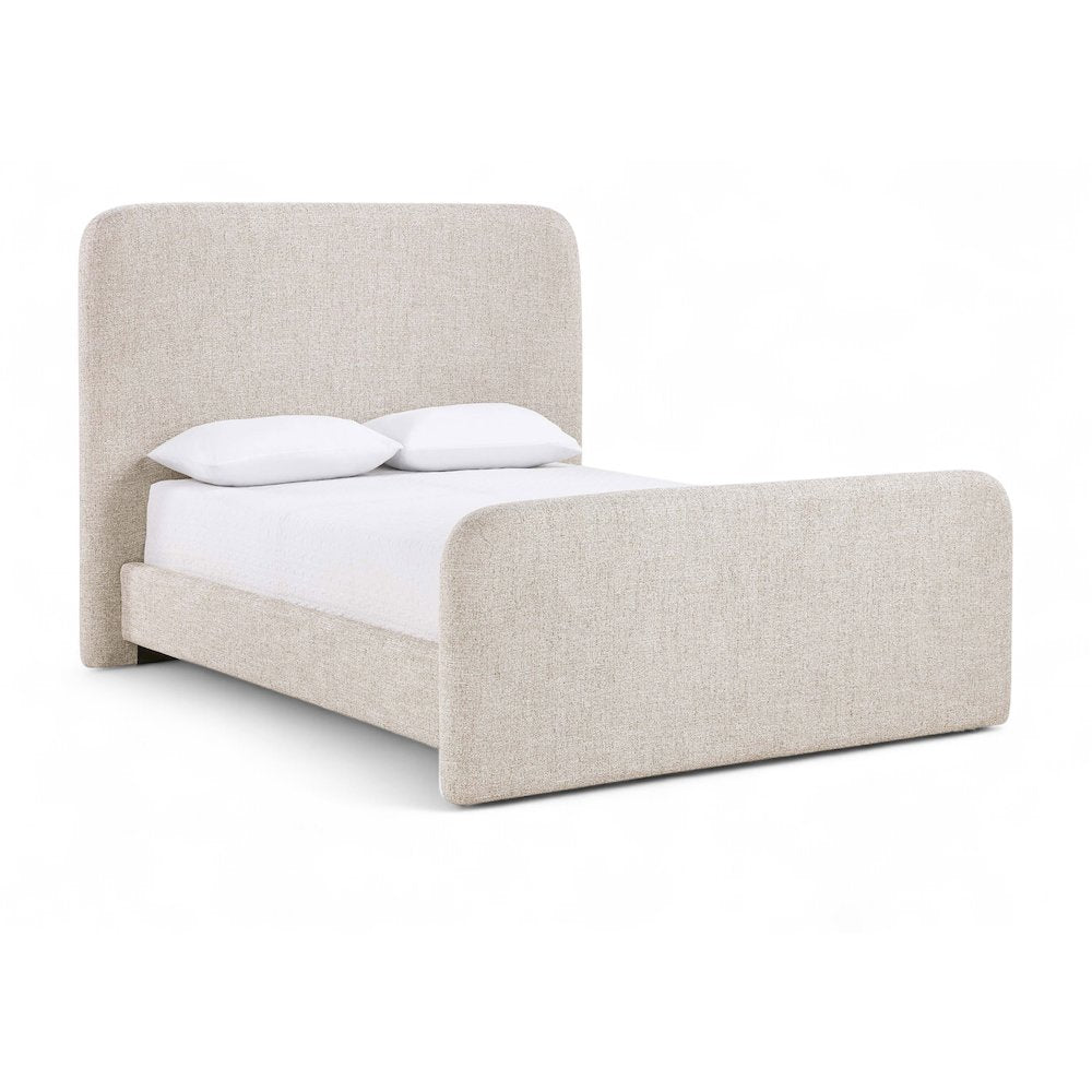 Fira Beige Linen Textured Fabric Upholstered Full Bed