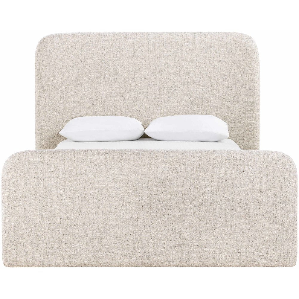 Fira Beige Linen Textured Fabric Upholstered Full Bed
