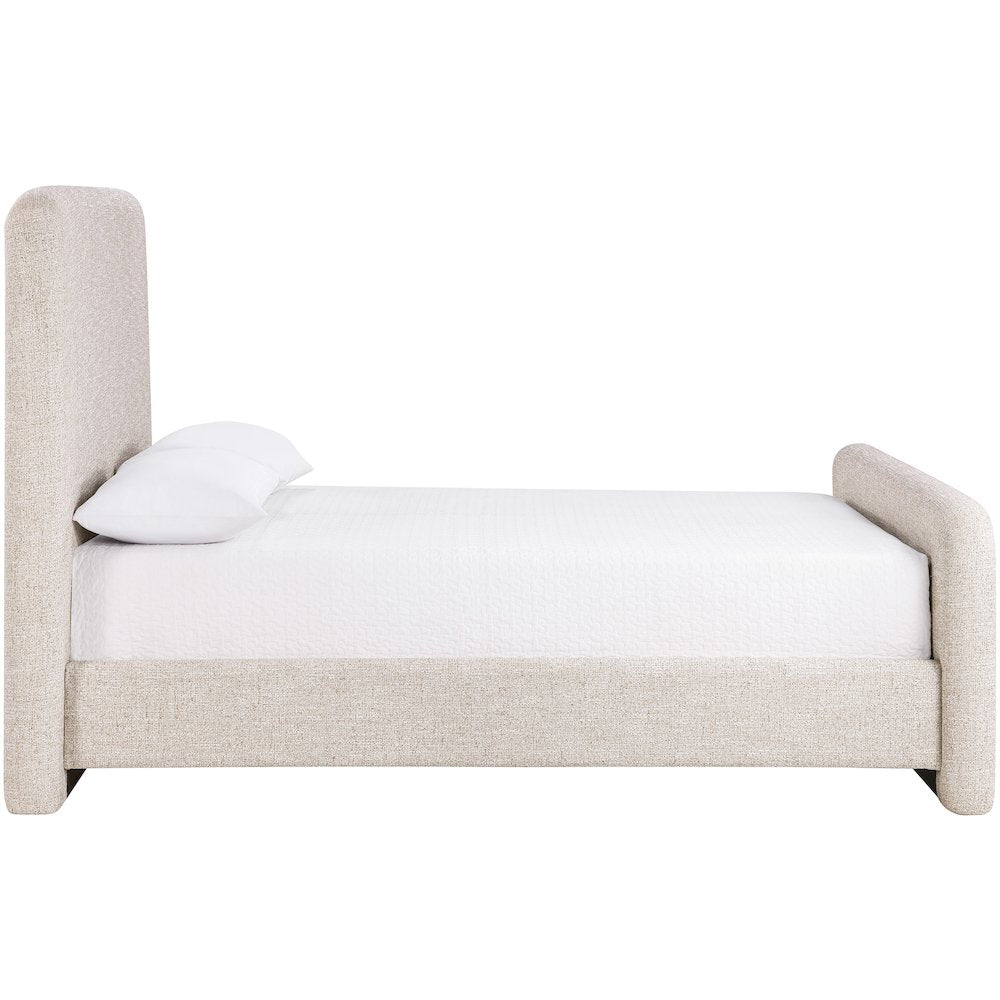 Fira Beige Linen Textured Fabric Upholstered Full Bed