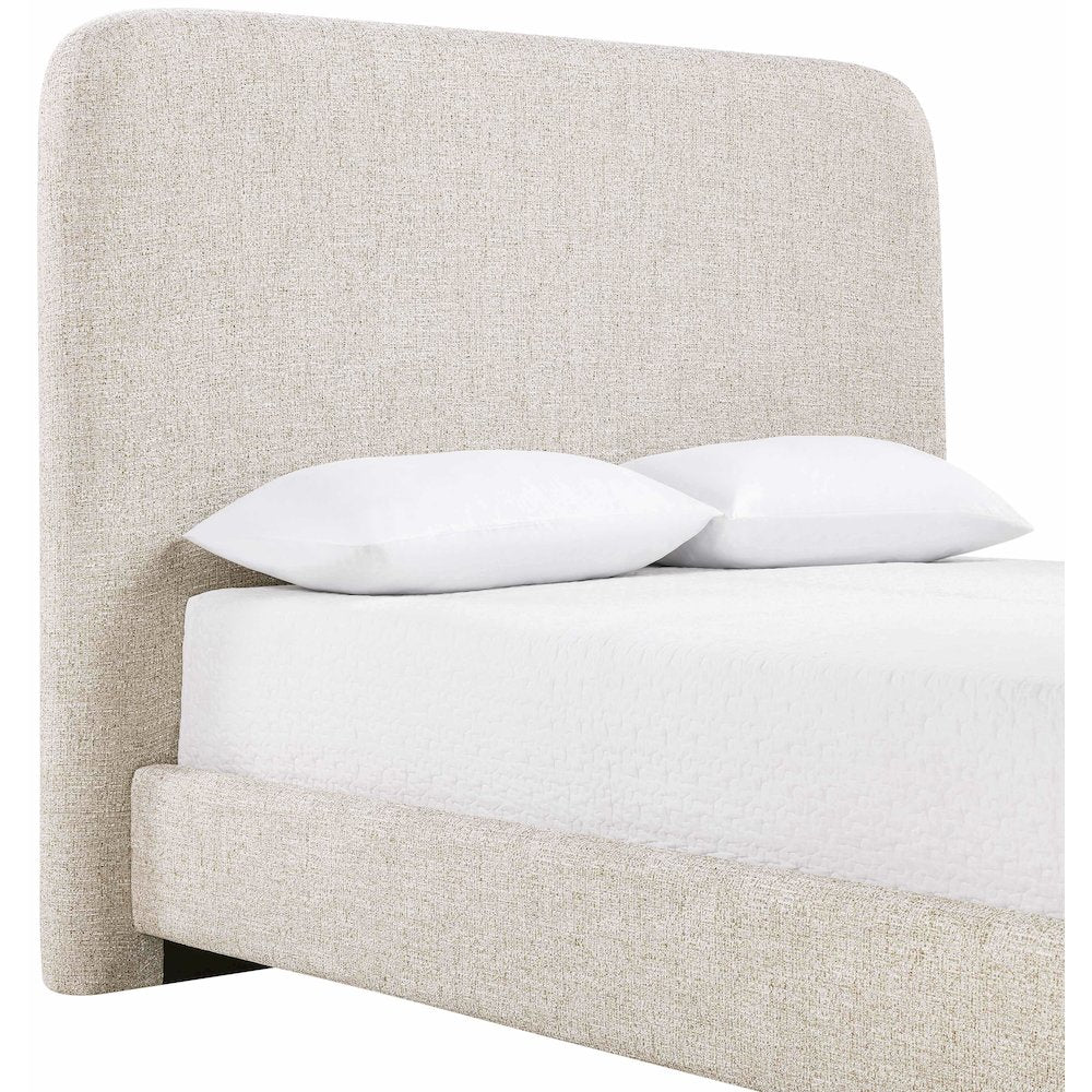 Fira Beige Linen Textured Fabric Upholstered Full Bed