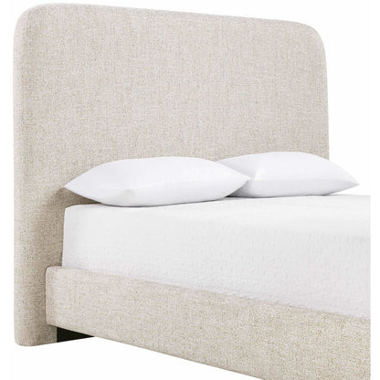 Fira Beige Linen Textured Fabric Upholstered Full Bed