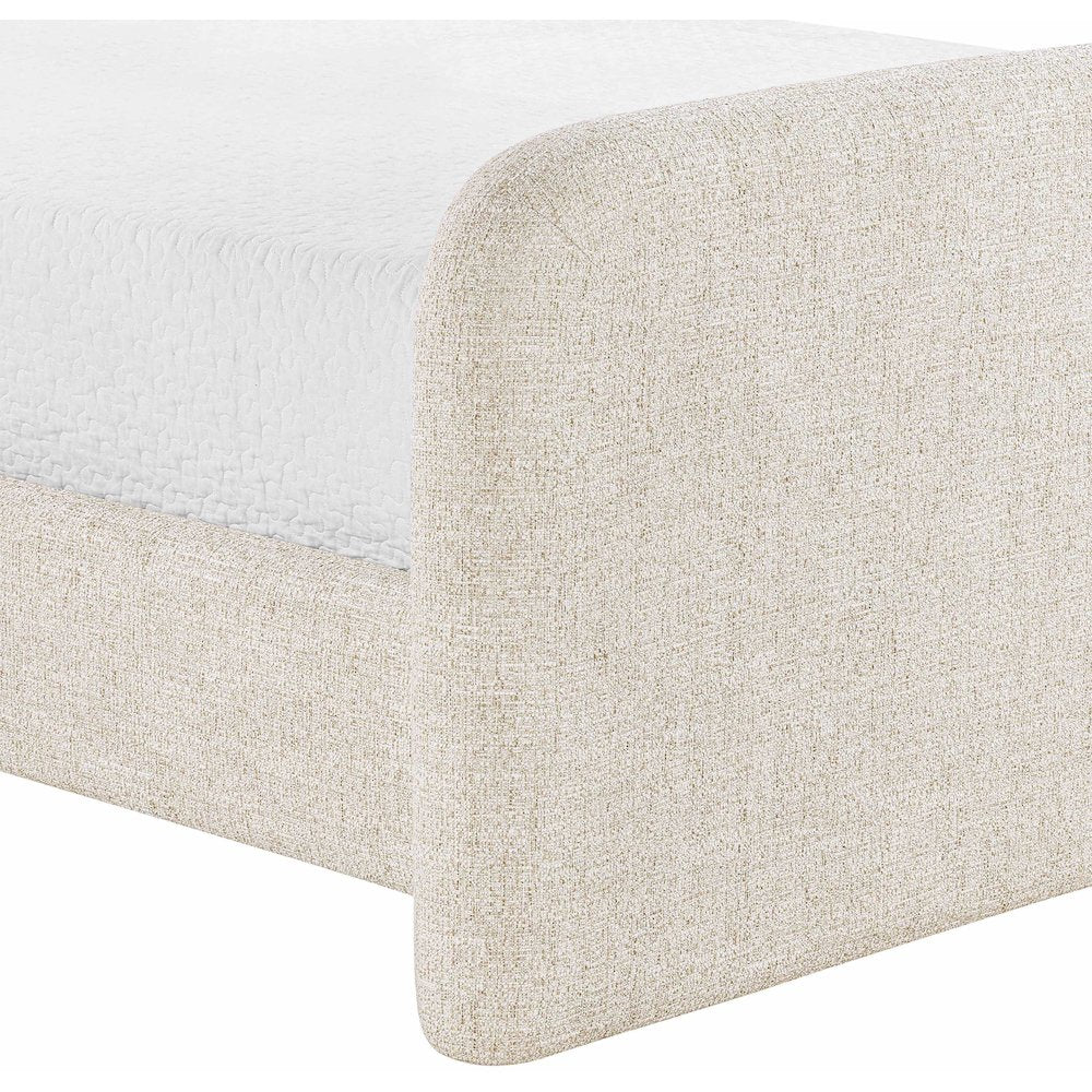 Fira Beige Linen Textured Fabric Upholstered Full Bed