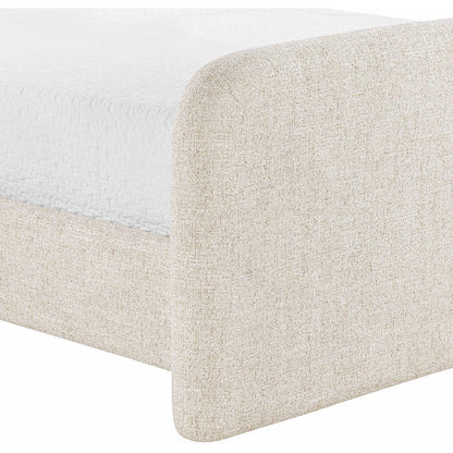 Fira Beige Linen Textured Fabric Upholstered Full Bed
