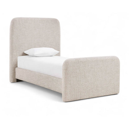 Fira Beige Linen Textured Fabric Upholstered Twin Bed