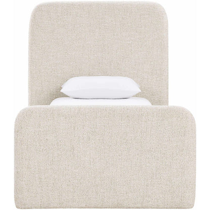 Fira Beige Linen Textured Fabric Upholstered Twin Bed