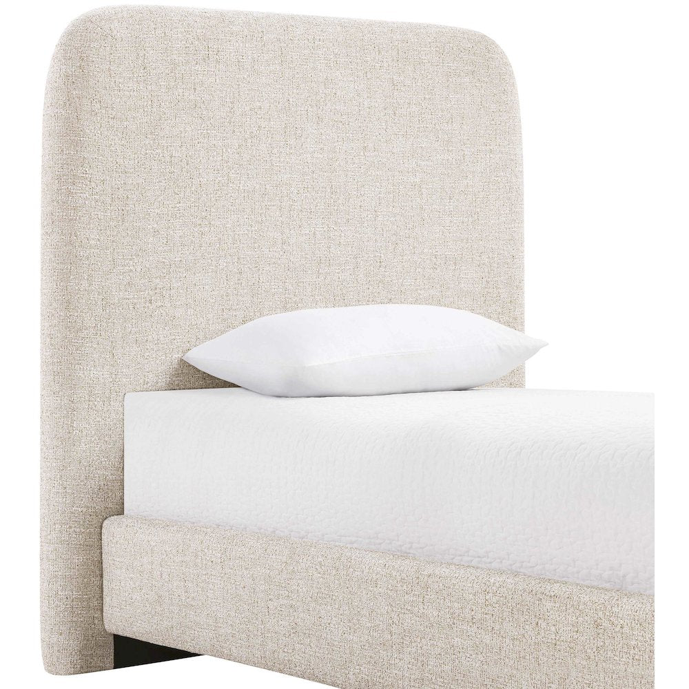 Fira Beige Linen Textured Fabric Upholstered Twin Bed