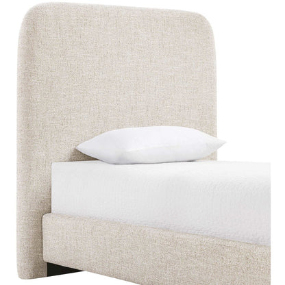 Fira Beige Linen Textured Fabric Upholstered Twin Bed