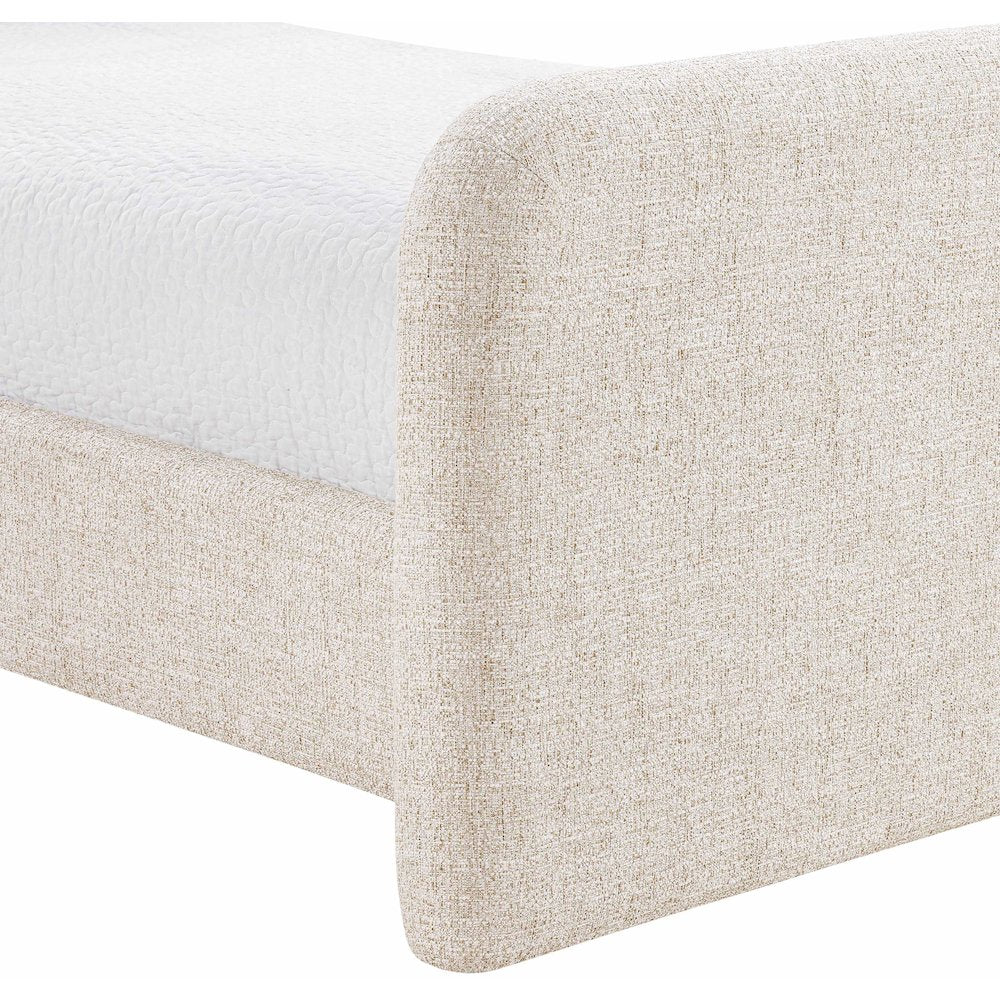 Fira Beige Linen Textured Fabric Upholstered Twin Bed