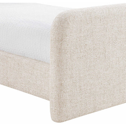 Fira Beige Linen Textured Fabric Upholstered Twin Bed