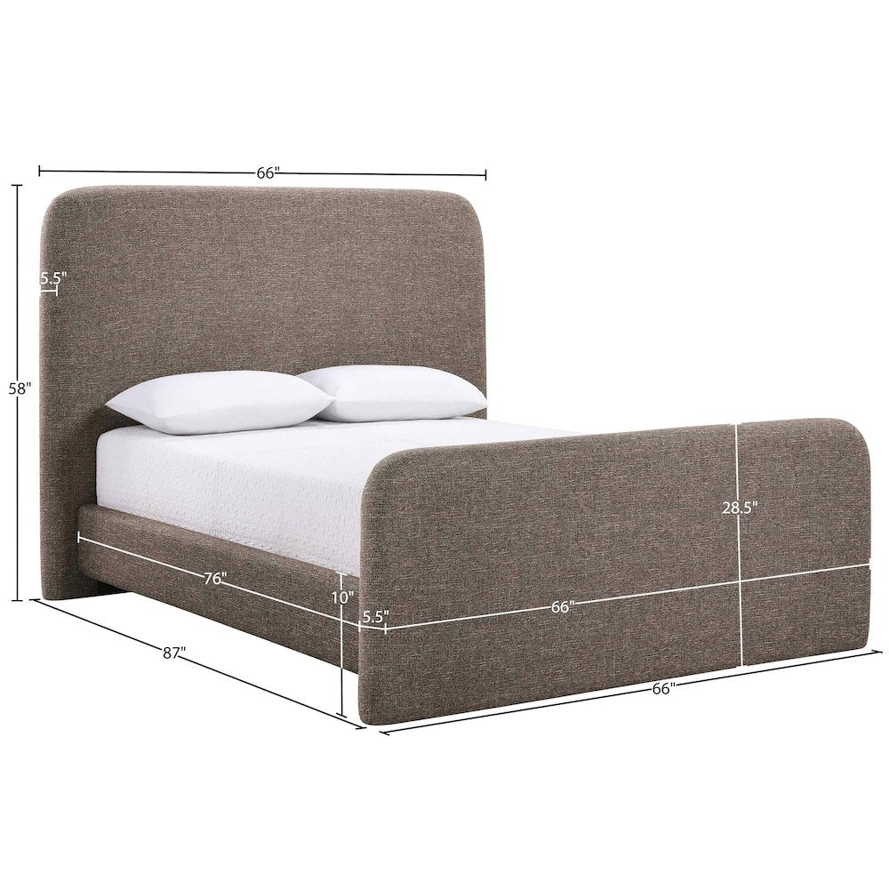 Fira Brown Linen Textured Fabric Upholstered Full Bed