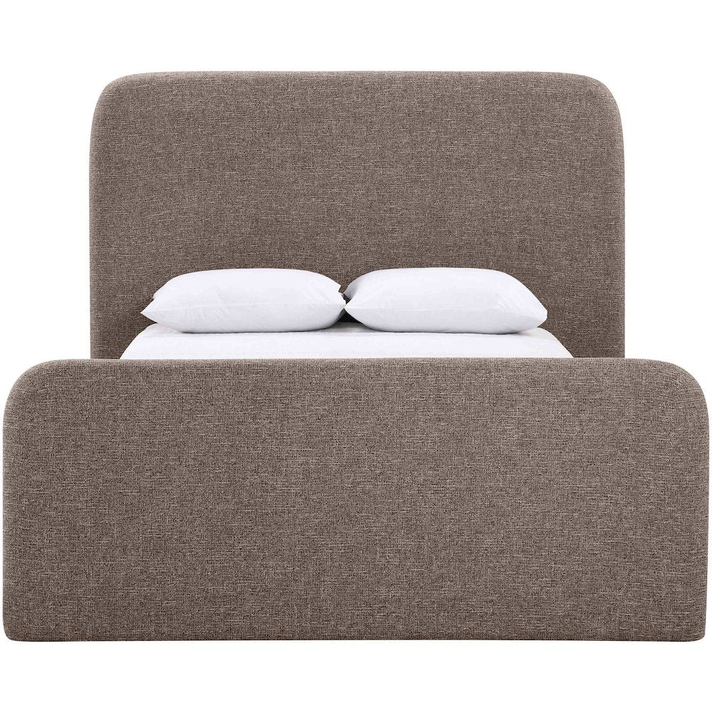 Fira Brown Linen Textured Fabric Upholstered Full Bed