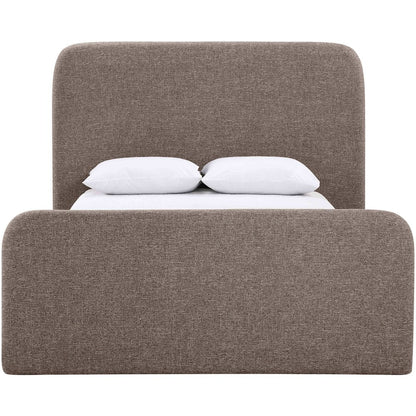 Fira Brown Linen Textured Fabric Upholstered Full Bed