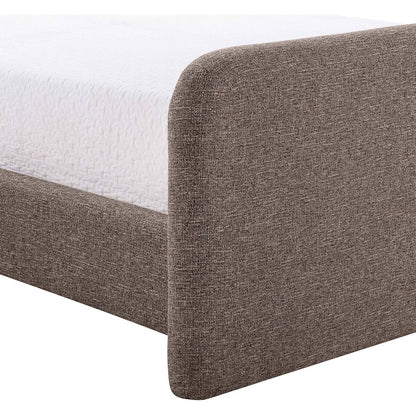Fira Brown Linen Textured Fabric Upholstered Full Bed