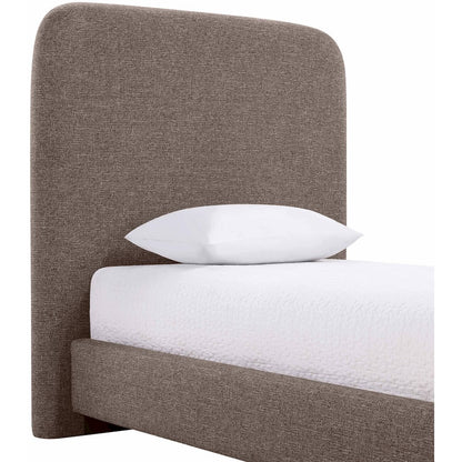Fira Brown Linen Textured Fabric Upholstered Twin Bed