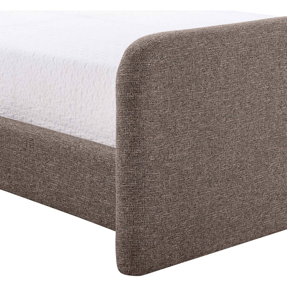 Fira Brown Linen Textured Fabric Upholstered Twin Bed