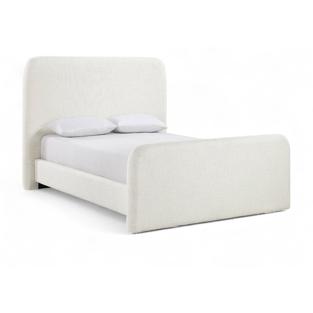 Fira Cream Linen Textured Fabric Upholstered Full Bed