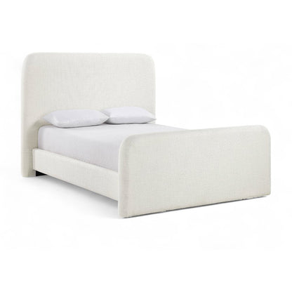 Fira Cream Linen Textured Fabric Upholstered Full Bed