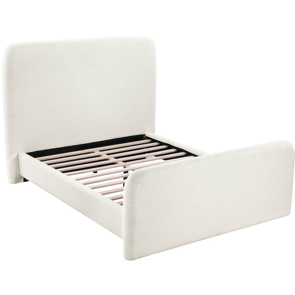 Fira Cream Linen Textured Fabric Upholstered Full Bed