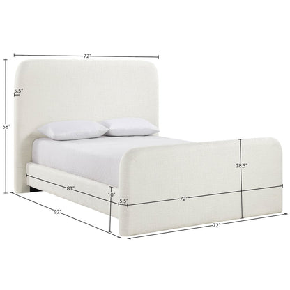 Fira Cream Linen Textured Fabric Upholstered King Bed