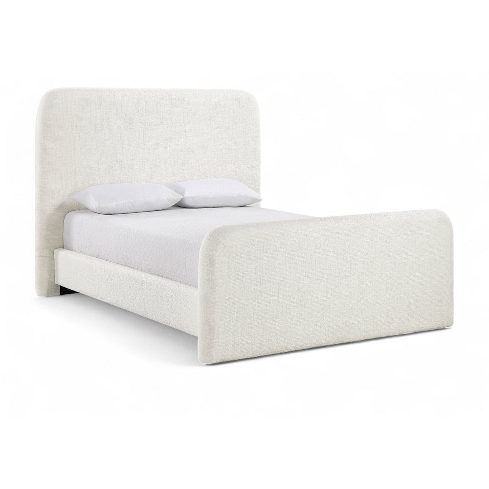 Fira Cream Linen Textured Fabric Upholstered King Bed