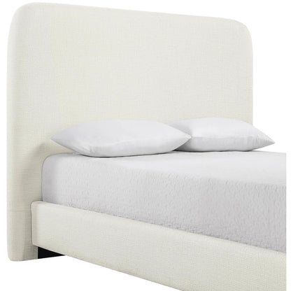 Fira Cream Linen Textured Fabric Upholstered King Bed