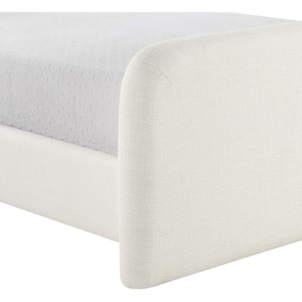 Fira Cream Linen Textured Fabric Upholstered King Bed
