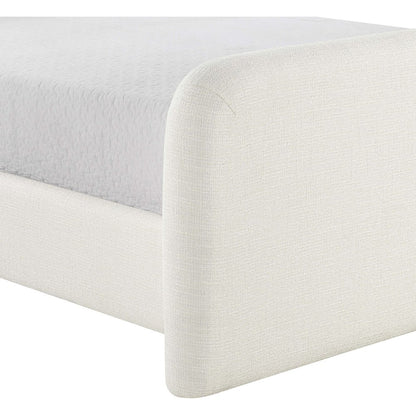 Fira Cream Linen Textured Fabric Upholstered King Bed