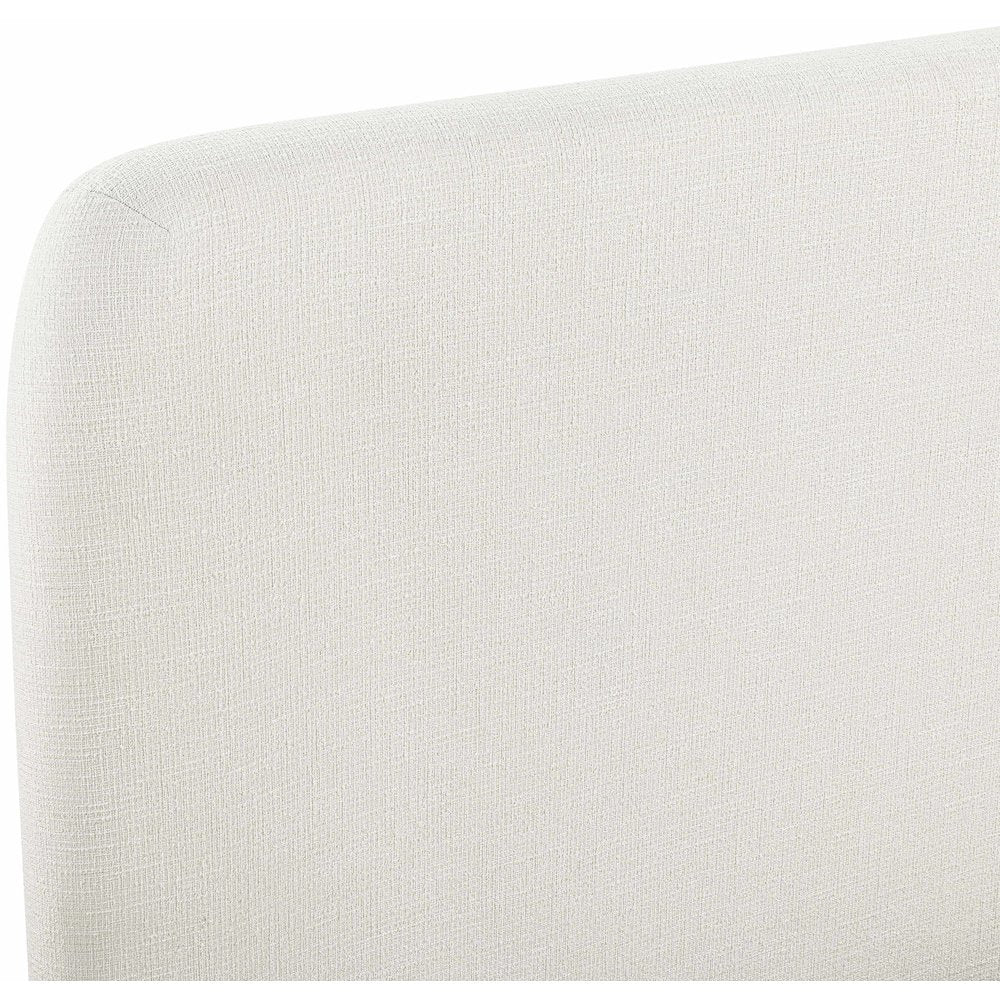 Fira Cream Linen Textured Fabric Upholstered King Bed