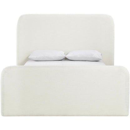 Fira Cream Linen Textured Fabric Upholstered Queen Bed