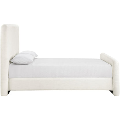 Fira Cream Linen Textured Fabric Upholstered Queen Bed