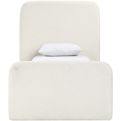 Fira Cream Linen Textured Fabric Upholstered Twin Bed