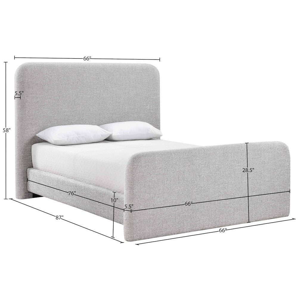 Fira Grey Linen Textured Fabric Upholstered Full Bed