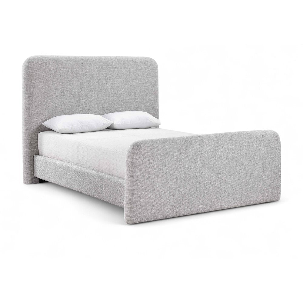 Fira Grey Linen Textured Fabric Upholstered Full Bed