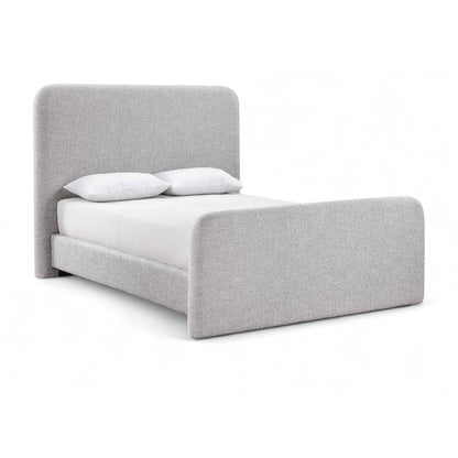 Fira Grey Linen Textured Fabric Upholstered Full Bed