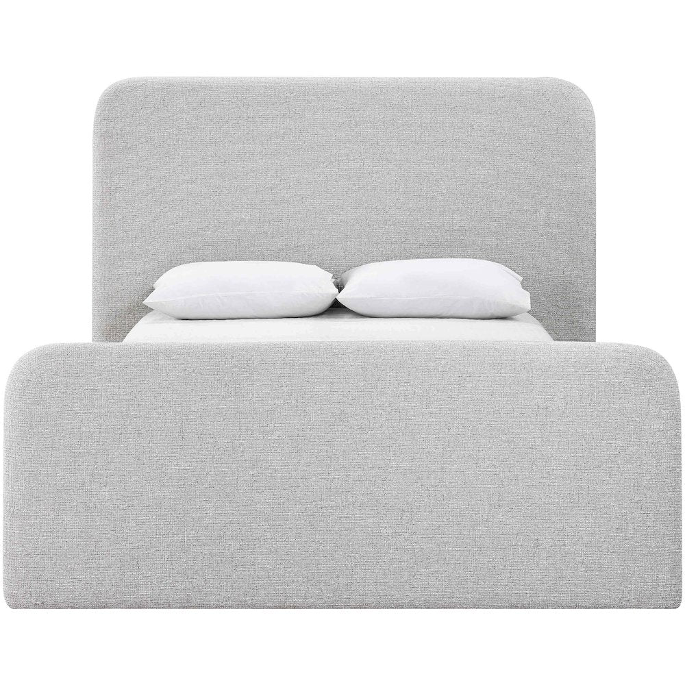 Fira Grey Linen Textured Fabric Upholstered Full Bed