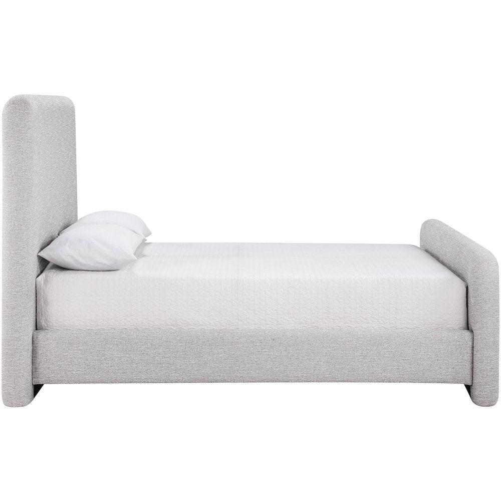 Fira Grey Linen Textured Fabric Upholstered Full Bed