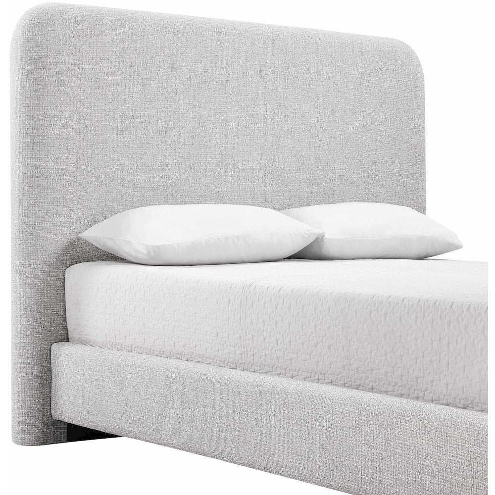Fira Grey Linen Textured Fabric Upholstered Full Bed