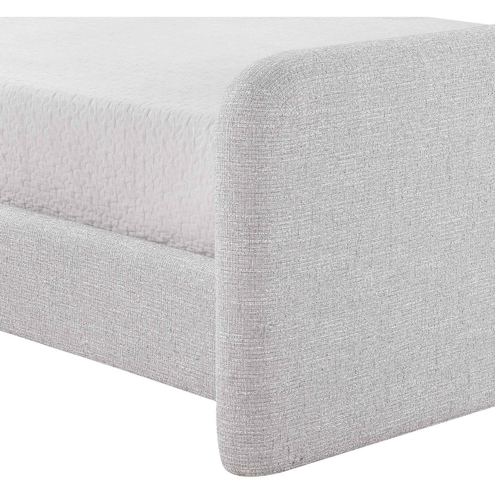Fira Grey Linen Textured Fabric Upholstered Full Bed