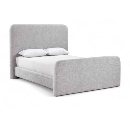 Fira Grey Linen Textured Fabric Upholstered King Bed