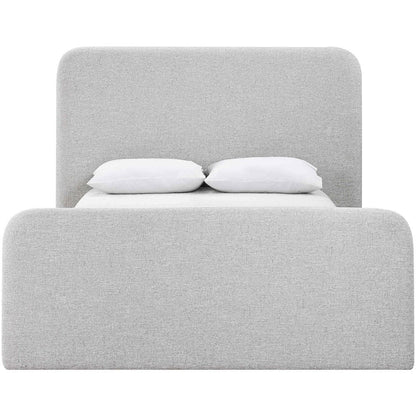 Fira Grey Linen Textured Fabric Upholstered King Bed