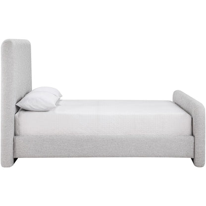 Fira Grey Linen Textured Fabric Upholstered Queen Bed