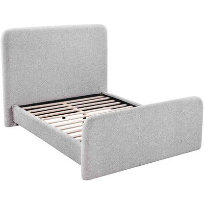 Fira Grey Linen Textured Fabric Upholstered Queen Bed